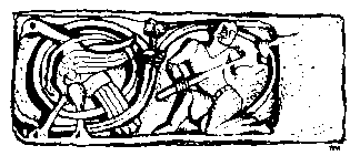 Bird and kneeling warrior